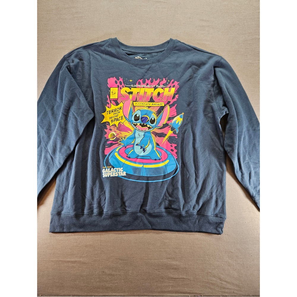 Disney Stitch Sweatshirt XXL 20 Galactic Superstar Comic Graphic Pullover Gray